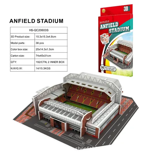 3D-Fußballfeldpapier-Puzzle-Stadionbaumodell das perfekte Geschenk für Liverpool-Fans
