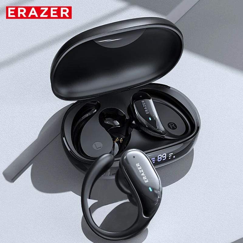 Erazer XT80 Bluetooth 5.3-Kopfhörer, echte kabellose Kopfhörer mit Mikrofon, Knopfsteuerung, Rauschunterdrückung, Ohrbügel, wasserdichtes Headset Image