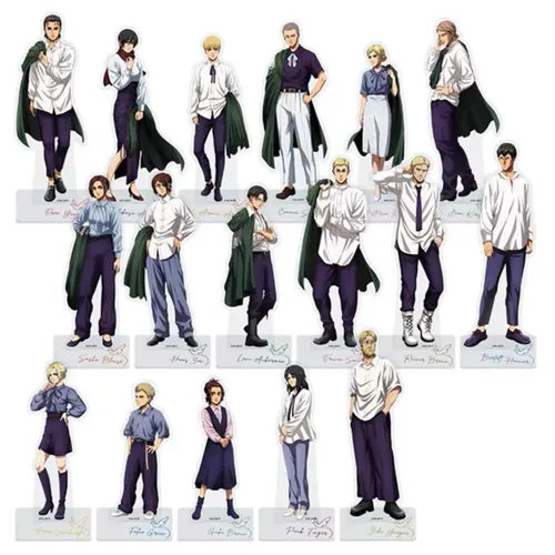 Spiel Erwin Smith Jean Connie Mikasa Acryl Stand Puppe Anime Levi Eeren Yeager Figur Modell Platte