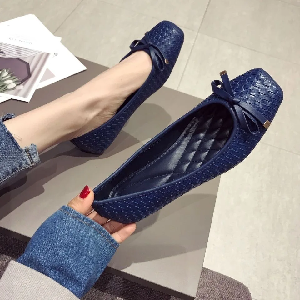Frühling Sommer Ballerinas Frauen Einzelnen Schuhe Elegante Flache Damen Marke Schwarz Blau Plus Größe 41 D061