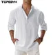 Neue Baumwolle Leinen hemden für Männer Freizeit hemden leichte Langarm Henley Strand hemden Hawaii