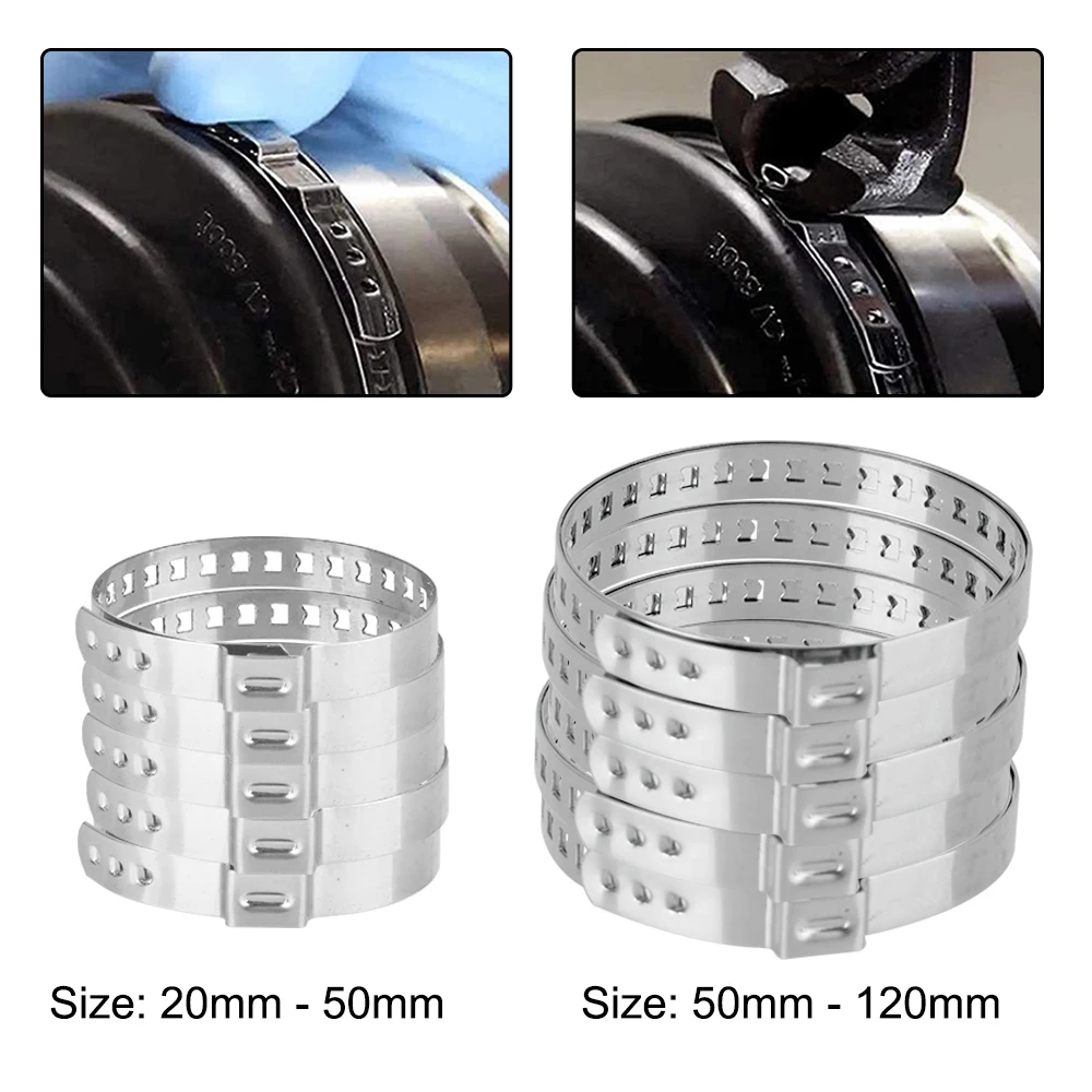 5pcs 20- 50mm 50- 120mm Antriebswelle cv Stiefel klemme Kugel käfig klemme verstellbares Kit Edelstahl achse cv Gelenks tiefel Crimp klemme Image