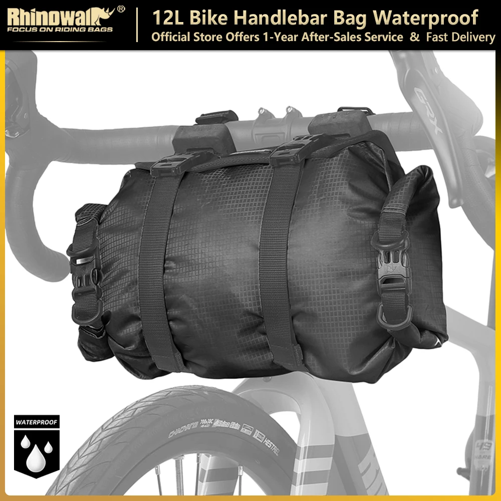 Rhinowalk Fahrrad-Lenkertasche, 12 l, wasserdicht, Fahrrad-Verpackungshalterungsset, abnehmbare Vordertasche, Gepäckaufbewahrung, passend für MTB, Rennrad Image