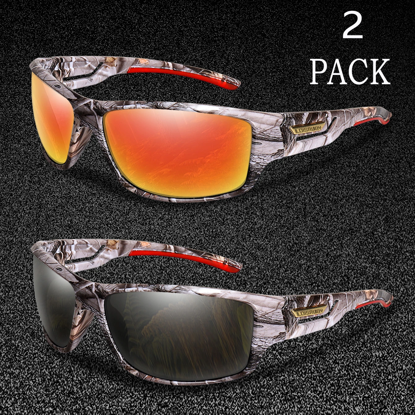 LOISRUBY Polarisierte Radfahren Sonnenbrille Camouflage Fahren Outdoor Sport Angeln Laufen Brille UV400 Tacakle Brillen Image