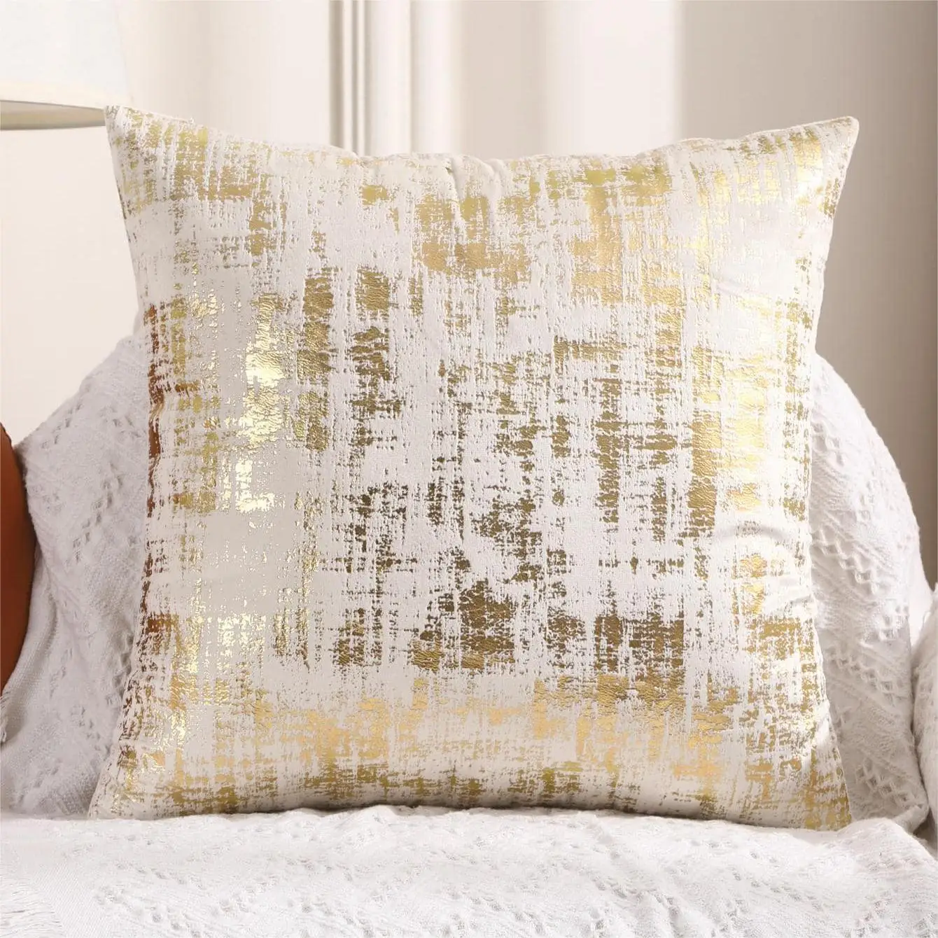 1pc Samt Gold Druck Kissen bezug 45x45cm dekorative Kissen bezug für Sofa Wohnzimmer Dekor Kissen bezug Image