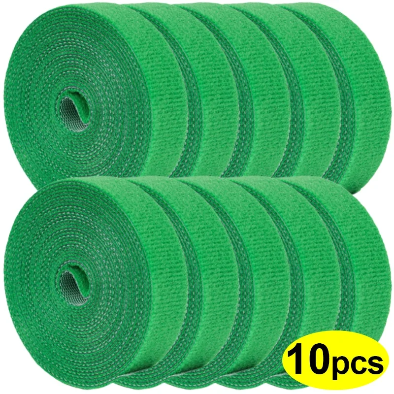 10 Rollen = 20 m wiederverwendbare Nylon-Pflanzenbinder, Verbandhaken zur Unterstützung von Weinreben, selbstklebendes Kabelbinder-Befestigungsband, Gartenbedarf Image