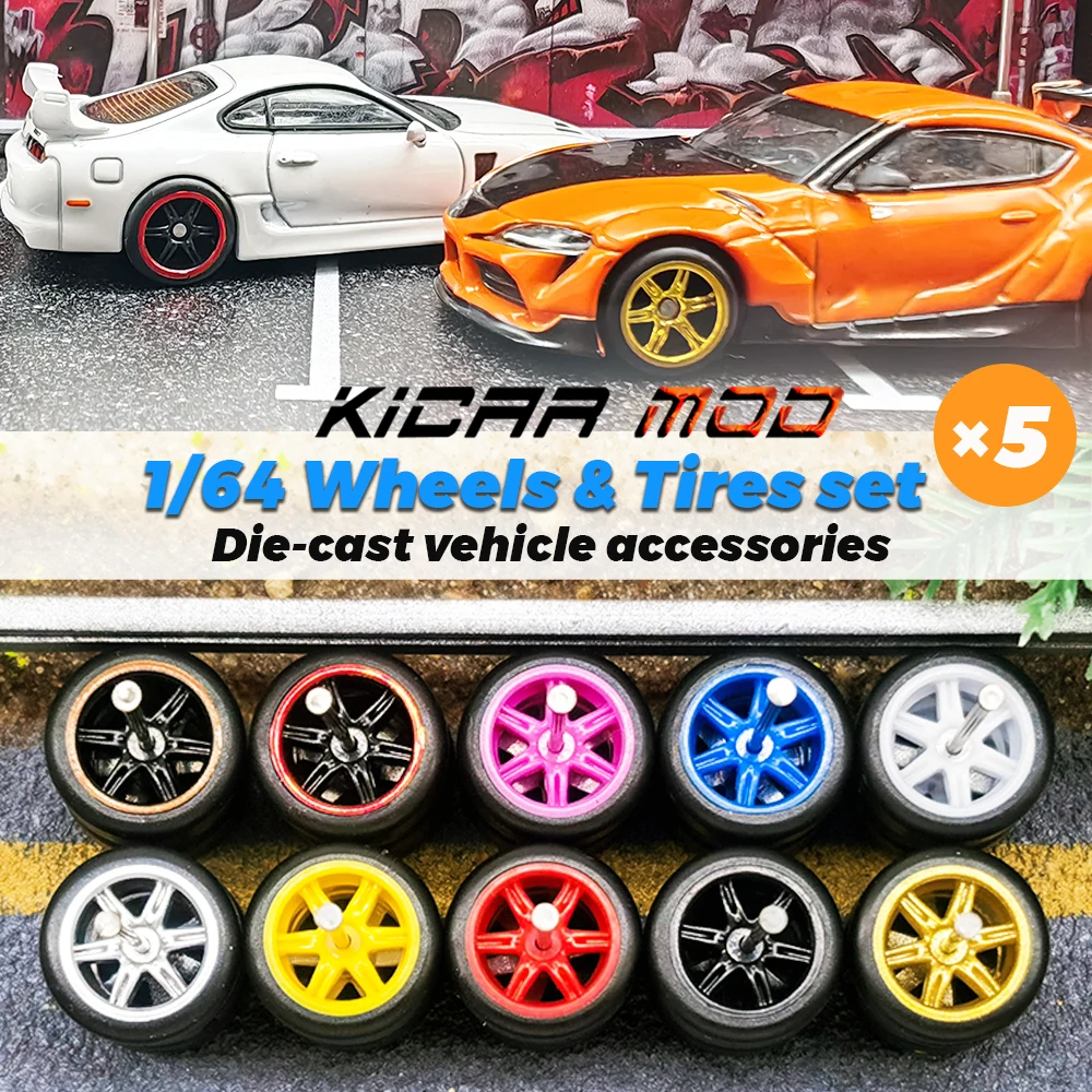 1/64 Räder Reifen Marineblau Set für VDiecast Modellautos Sammlung Spielzeug für Hot Wheels Hobby Modifizierte Teile 5er Set/Packung