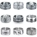 Tibetische buddhistische Herz Sutra Ring Retro Thai Silber Glücks ring Männer und Frauen