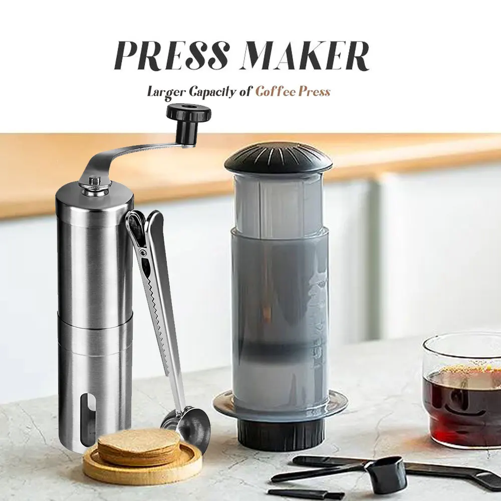 300 ml AeroPress Maschine Espresso Kaffeemaschine Tragbare Café Französisch Presse Kaffeekanne Mit Filter Papier Kit Bar Set mit Mühle
