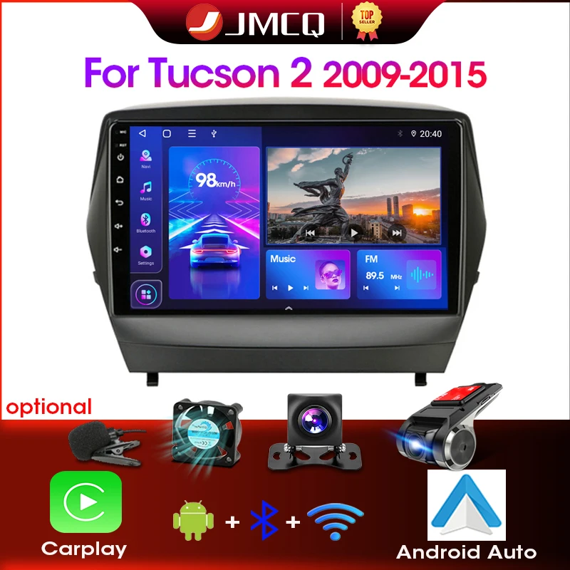 Jmcq 2 din android 4g autoradio multimidia video player navigation gps für ix35 hyundai tucson 2 lm ix35 2011-2015 2din dvd Image