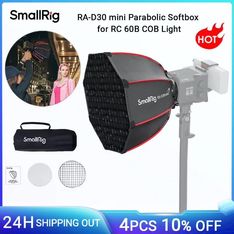 SmallRig Mini Parabolic Softbox RA-D30 29 cm Schnellspanner, kompatibel mit SmallRig RC 60B COB LED-Videoleuchte – 4358 Image