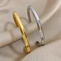 Allyes einfache 316l Edelstahl Armband für Frauen Männer neue trend ige Goldfarbe wasserdichte Manschette Armreifen & Armbänder Schmuck Geschenk
