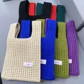 Minimalist ische gestrickte Handtasche Damen handtasche Sommer aushöhlen häkeln einfarbig