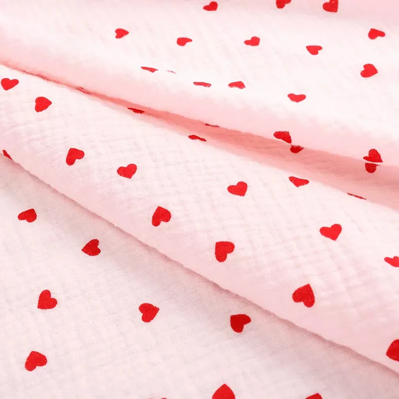 135x50cm Weiche Crepe Doppel Schicht Gaze Schöne Herz Druck Kinder Baumwolle Stoff Für Schlafen Kleidung Bettwäsche tuch YHW 300530 Image