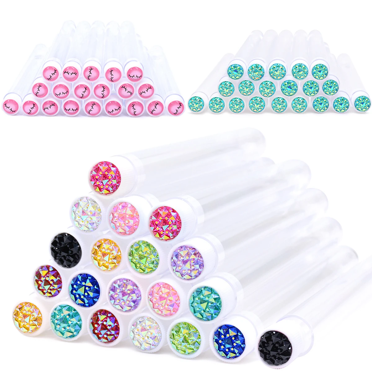 20 stücke Leere Wimpern Pinsel Rohre Wiederverwendbare Wimpern Mascara Zauberstab Container Funkelnden Lash Spoolies Kämme Staub-proof Flasche fall Image