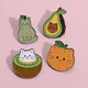Cartoon Tier Obst Emaille Pin Abzeichen Wassermelone Avocado Kiwi Birne Orange Kätzchen niedlichen