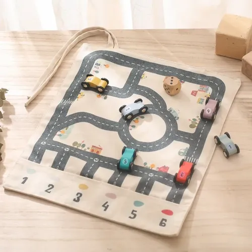 35*31cm montessori Spielzeug Baby Auto Verkehr Straßenkarte Leinwand Desktop-Matte Spiel Holzauto