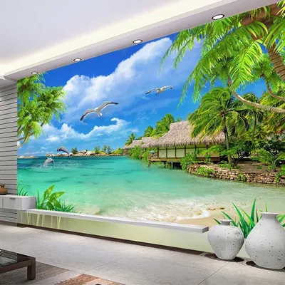 Nach 3D Foto Tapete Strand Meer Ansicht Coconut Bäume Landschaft Wand Malerei Wohnzimmer Sofa TV Hintergrund Wandbild Wand Papier Image