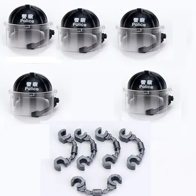 Hong Kong Police Riot Helm Handschellen Pistole MOC SWAT City Militärwaffen Playmobil Figuren Baustein Ziegel Minispielzeugset Image