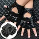 Mode Frauen Punk Leder fahren Biker finger lose Fäustlinge tanzen Motorrad handschuhe Sport Fitness