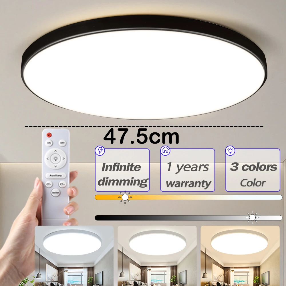LED-Deckenleuchte AC220V 3 Farben dimmbar Moderne Deckenlampe Dimmbare Panelleuchten 30W 40W 50W Leuchten für Wohnzimmer Schlafzimmer