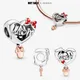 Disney Minnie Maus Mutter Herz Charme Perlen passt Pandora Original Armband für Frauen 925 Silber