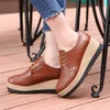Frauen Oxford Schuhe Flache auf Plattform Casual Schuhe Frenum Leder Schuhe Nähen Runde Kappe