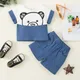 Hibobi 2 Stück Baby Boy Baumwolle Farb block Bär Druck Kurzarm T-Shirt einfarbige Shorts Baby Set