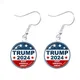Trump 2024 Ohrringe USA Wahl Sammlung 16mm Glas Cabochon Silber Überzogene Tropfen Ohrringe Schmuck