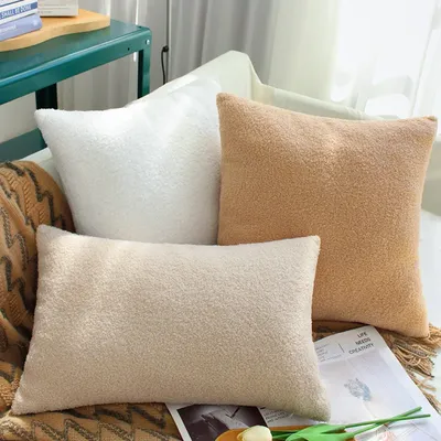 Weiche Teddy Plüsch Kissen bezug ins zarte Wohnkultur Kissen bezug für Sofa Wohnzimmer Kissen bezug Multi-Size-Funda Cojin Image
