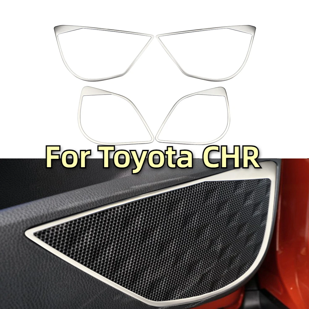 Edelstahl Auto Innen tür Stereo Lautsprecher Ring Türen Audio-Aufkleber für Toyota C-HR chr 2014-2017 Zubehör Image