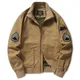 Frühling Herbst Männer Pilot Militär jacken Stickerei Baumwolle Mantel Stand Kragen Reiß verschluss