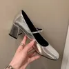 Silber Sexy Damen Schuhe mit klobigem Absatz, modisch, Sommer, Outdoor, Bankett, hohe Absätze, runde