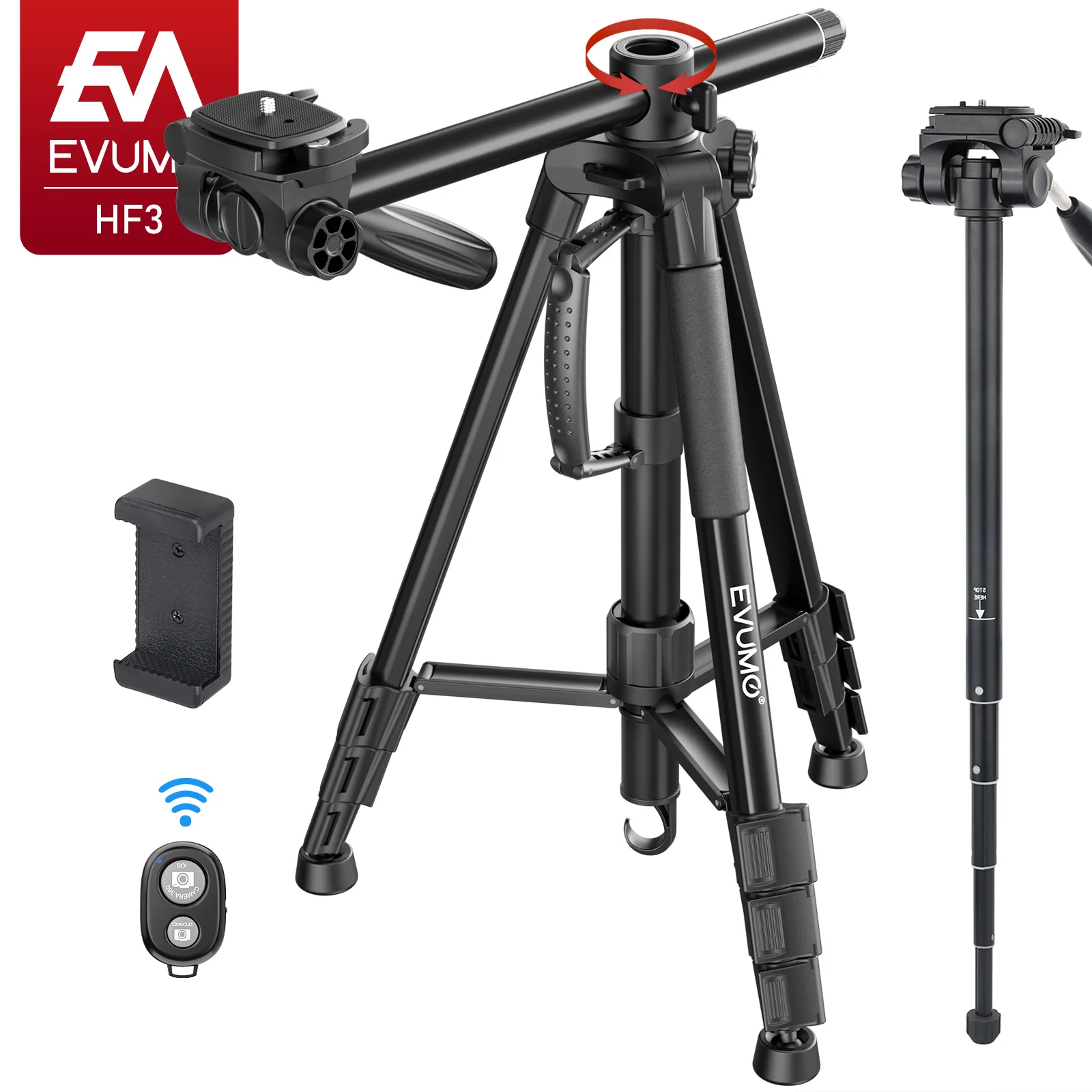 Horizontales Stativ für Kamera Aluminium profession elle Kamera Stativ Ständer Ein beins tativ Handy 360 Grad drehbare Mittels äule