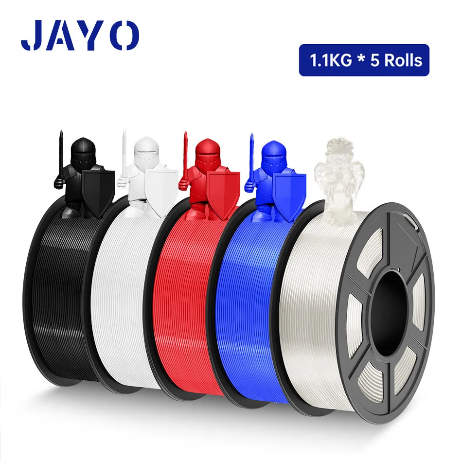 Jayo pla/pla plus/seide pla/plameta/tpu seide/abs/petg 3d filament 1,75mm 0.65/1,1 kg 3d drucker filament pla regenbogen 5 rolle Image