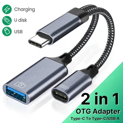USB-C-OTG-Kabel-Telefonadapter, 2-in-1 Typ C auf USB-A-Adapter mit PD-Ladeanschluss für Samsung Huawei Xiaomi Phone Laptop Tablet