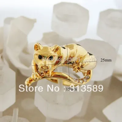 Goldfarbe Kostüm Leopard Panther schwarz cz Steine Ring sz 7 8 9 10 großes Geschenk