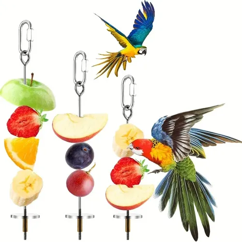 Vogelfutter regal aus Edelstahl-große Papageien-Obst-und Gemüse bar mit Futters pielzeug und Snacks