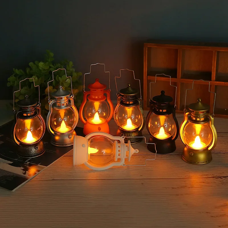 Retro tragbare Laterne Vintage LED Licht Weihnachts dekoration Halloween elektronische Kerzenhalter Bar Atmosphäre Layout Licht
