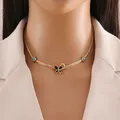 316l Edelstahl neue Mode edlen Schmuck Schmetterlinge eingebettete Steine Charm Kette Halsketten
