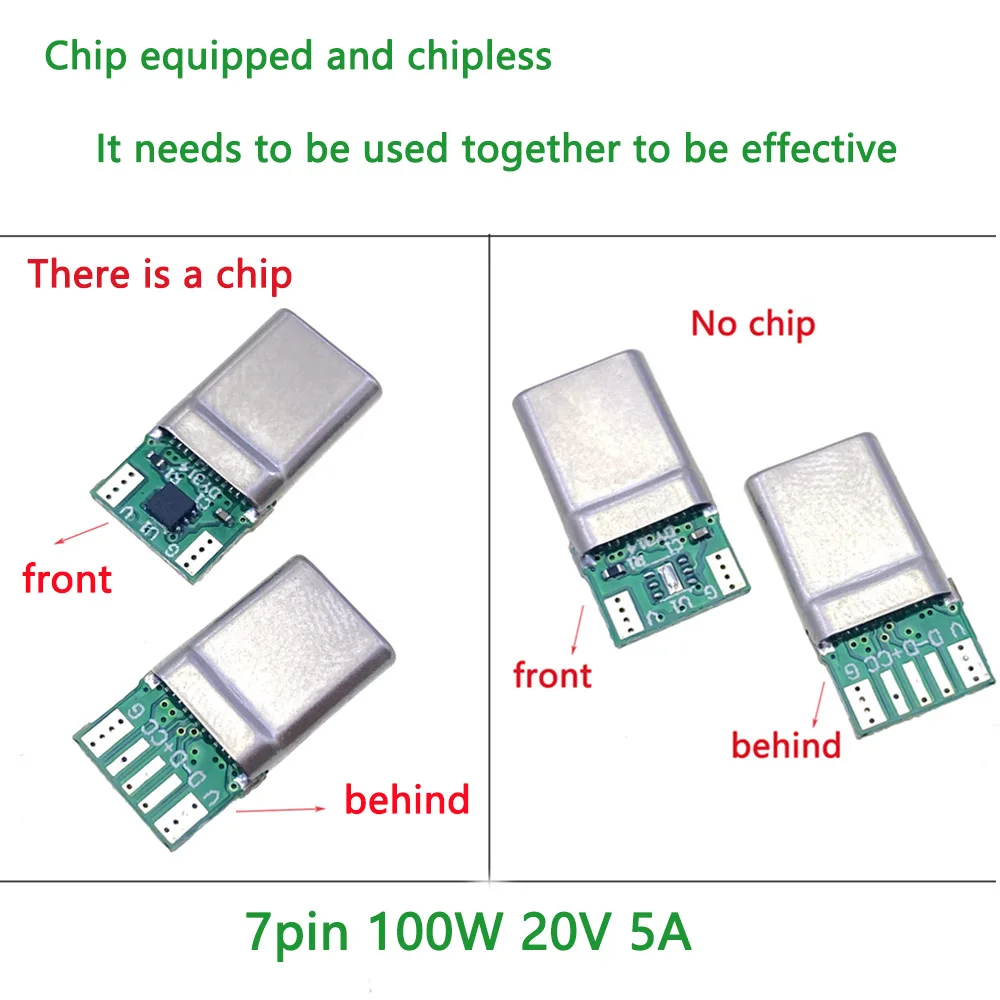 7pin USB 3,1 TYPE-C Stecker Stecker Löten Daten linie teile Für Notebook PD 100W 20V 5A strom high power Ladekabel Image