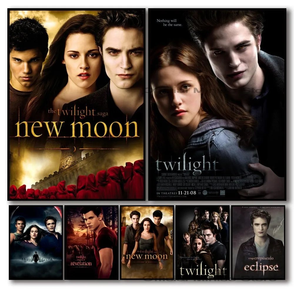 1pc klassischen Film T-Twilight Edward Bella Poster selbst klebende Kunst wasserdichten Papier Aufkleber Kaffeehaus Bar Zimmer Wand dekoration Image