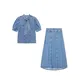 Traf Sommer neue Frauen Jeans hemd Bogen Knoten halbe Puff ärmel T-Shirt und Retro Rock Cape Rock