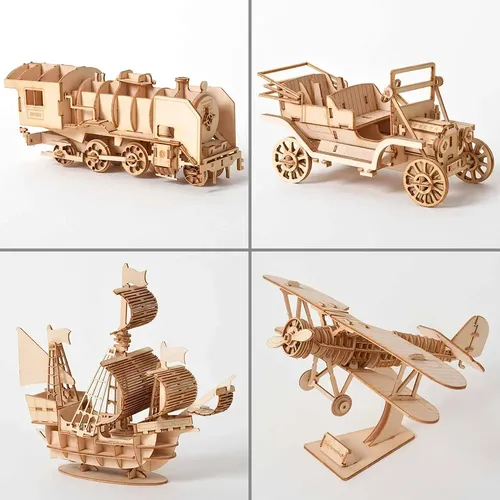 Lasers ch neiden DIY Segelschiff Zug Flugzeug Spielzeug 3D Holz Puzzle Spielzeug Montage Modell Kits