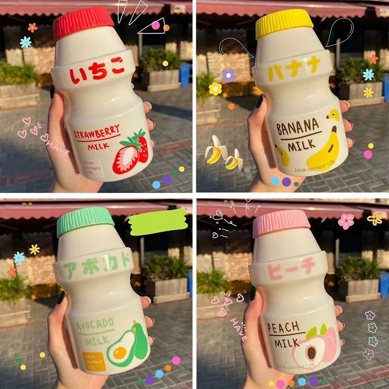 480 ml Kunststoff Wasserflasche Tour Trinkflasche Yakult Form Niedliche Kawaii Milchkarton Shaker Flasche Für Kinder/Mädchen/Erwachsene Glas Image