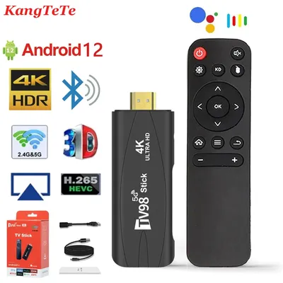 Tv98 mini tv stick android 12 2,4g 5g smart tv box h.265 streaming media player tv empfänger 4k hd