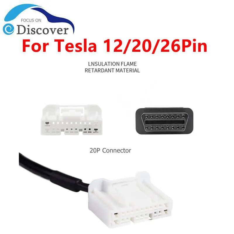 Obd2 stecker für tesla modell 3 12/20/26pin diagnose auto werkzeuge männlich weiblich auf 16pin kabel für tesla modell y auto adapter Image