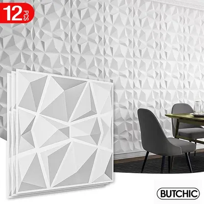12 stücke 30x30 cm Super 3D Kunst Wand Panel PVC Wasserdichte 3D Wand Aufkleber Dekor Fliesen Diamant Design DIY Home Decor 11,81'' X 11,81'' Image