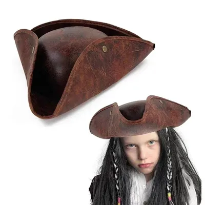 Film Fluch der Karibik Braunes Dreispitz Piratenhut Maskerade Party Dress Up Kunstleder Image