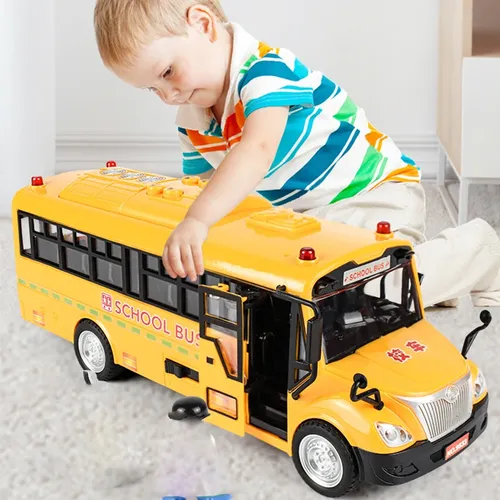 Große Kinder Schulbus hochwertige Spielzeug Modell Trägheit Auto mit Sound Licht für Kinder